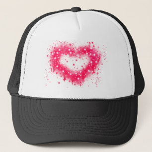 Graffiti pink sparkling heart design trucker hat