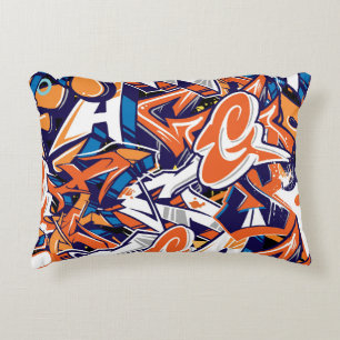 graffiti print teen abstract pattern background  accent pillow