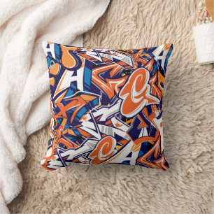 graffiti print teen abstract pattern background  throw pillow