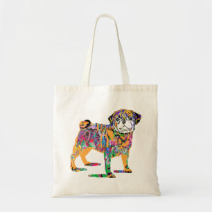 Graffiti pug dog tote bag