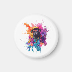 "Graffiti Pug Magnet – Urban Street Art Dog Fridge