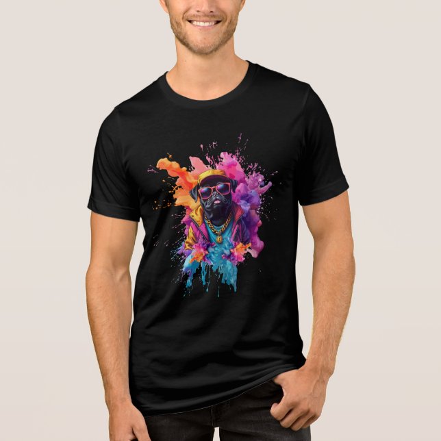 "Graffiti Pug T-Shirt – Urban Street Art Dog Tee f (Front)