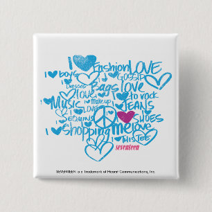 Graffiti Purple/Aqua 2 Inch Square Button