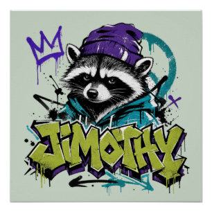Graffiti Raccoon Street Art Urban Punk Style Poster