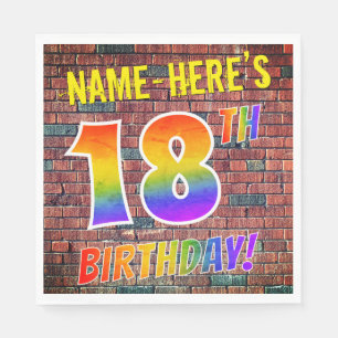 Graffiti Rainbow Look 18TH BIRTHDAY! + Custom Name Napkin