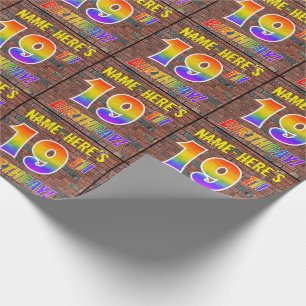 Graffiti Rainbow Look 19TH BIRTHDAY! & Custom Name Wrapping Paper