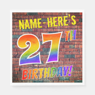 Graffiti Rainbow Look 27TH BIRTHDAY! + Custom Name Napkin