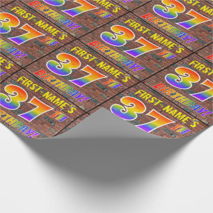 Graffiti Rainbow Look 37TH BIRTHDAY! & Custom Name Wrapping Paper
