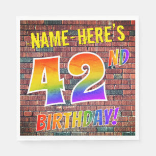 Graffiti Rainbow Look 42ND BIRTHDAY! + Custom Name Napkin