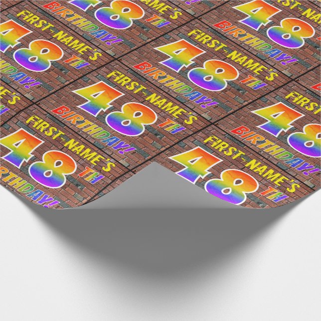 Graffiti Rainbow Look 48TH BIRTHDAY! & Custom Name Wrapping Paper (Corner)