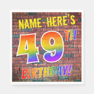 Graffiti Rainbow Look 49TH BIRTHDAY! + Custom Name Napkin