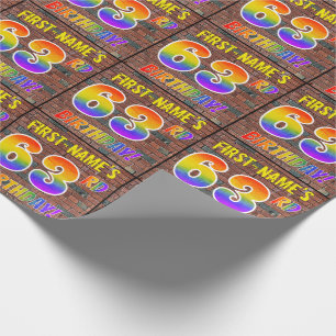 Graffiti Rainbow Look 63RD BIRTHDAY! & Custom Name Wrapping Paper
