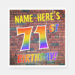 Graffiti Rainbow Look 71ST BIRTHDAY! + Custom Name Napkin