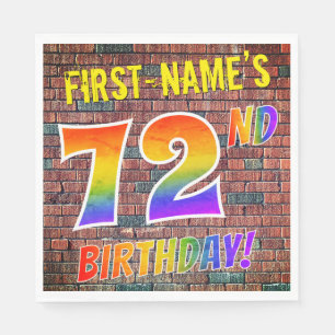 Graffiti Rainbow Look 72ND BIRTHDAY! + Custom Name Napkin