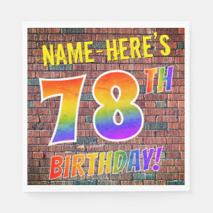Graffiti Rainbow Look 78TH BIRTHDAY! + Custom Name Napkin