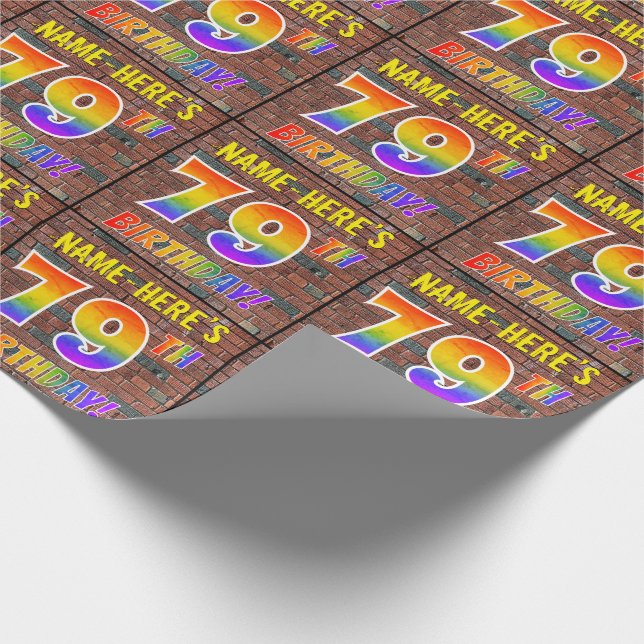Graffiti Rainbow Look 79TH BIRTHDAY! & Custom Name Wrapping Paper (Corner)