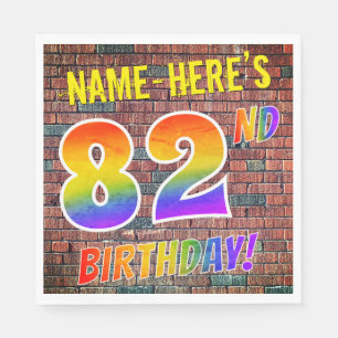 Graffiti Rainbow Look 82ND BIRTHDAY! + Custom Name Napkin