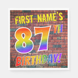 Graffiti Rainbow Look 87TH BIRTHDAY! + Custom Name Napkin