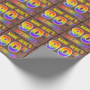 Graffiti Rainbow Look 90TH BIRTHDAY! & Custom Name Wrapping Paper