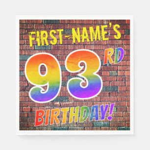 Graffiti Rainbow Look 93RD BIRTHDAY! + Custom Name Napkin