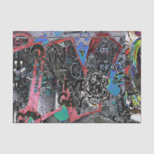 Graffiti Red Black Letters Urban Street Wall Art Tissue Paper
