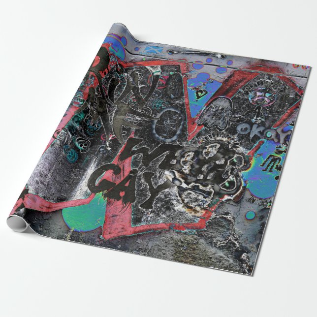 Graffiti Red Black Letters Urban Street Wall Art Wrapping Paper (Unrolled)