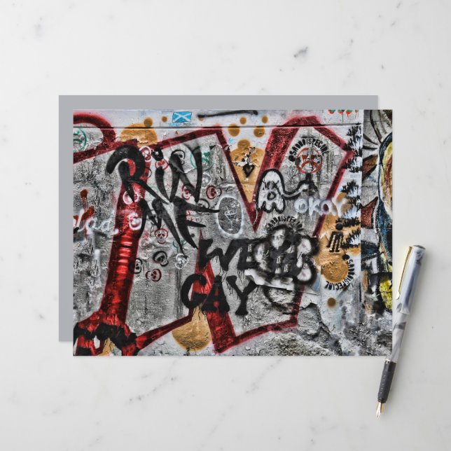 Graffiti Red Grey Letters Urban Street Wall Art (Front/Back In Situ)