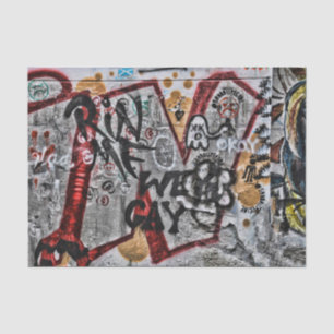 Graffiti Red Grey Letters Urban Street Wall Art Tissue Paper
