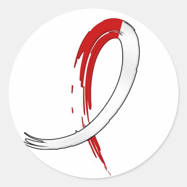 Graffiti Red White Ribbon Aplastic Anemia Classic Round Sticker (Front)