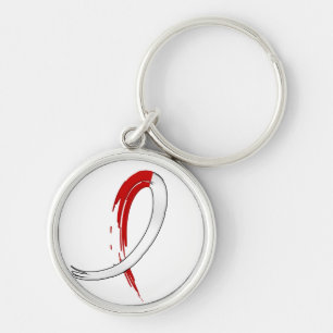 Graffiti Red White Ribbon Aplastic Anemia Keychain