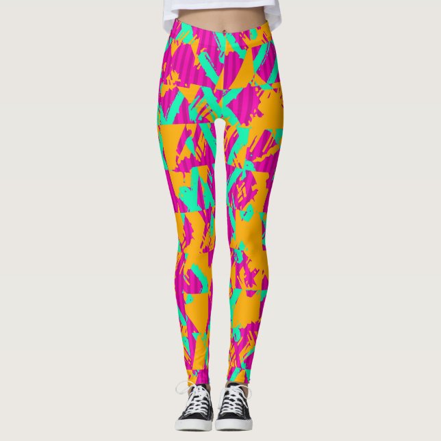 Graffiti rétro Leggings - 80s Neon Street St (Devant)