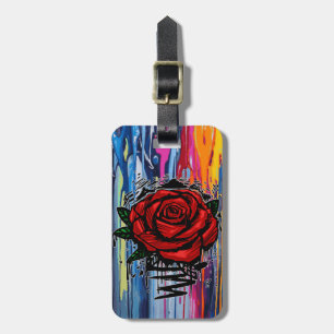 Graffiti Rose Colorful Paint Drip Urban Street Art Luggage Tag