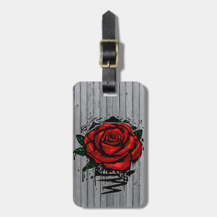 Graffiti Rose Gray Wood Urban Street Art Drip Luggage Tag
