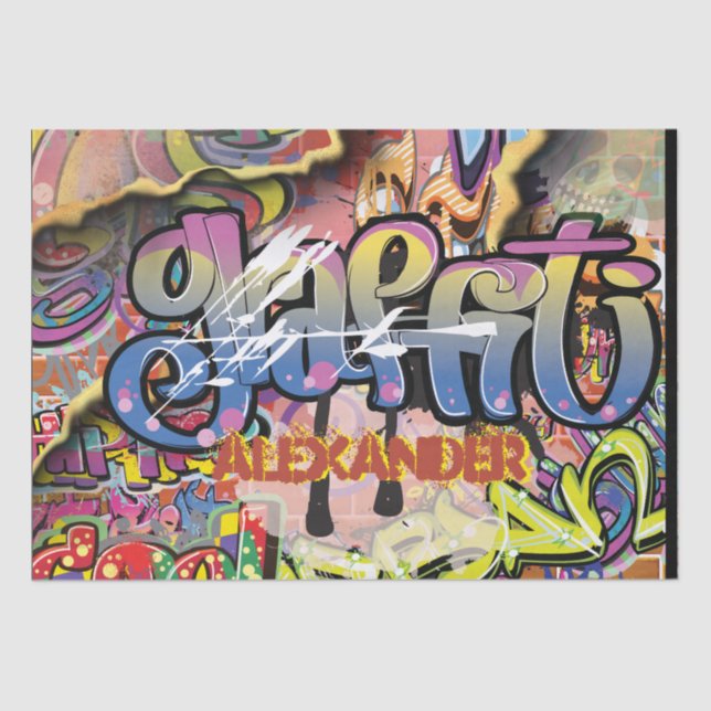 Graffiti scribbled, scratched, or PAINTED bricks  Tissue Paper (Front)