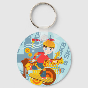 Graffiti skateboard kid birthday party keychain