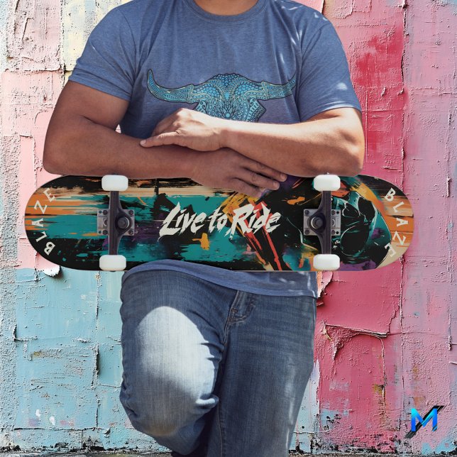 Graffiti Skull Pop Art - Bold Live to Ride Motto Skateboard (Creator Uploaded)