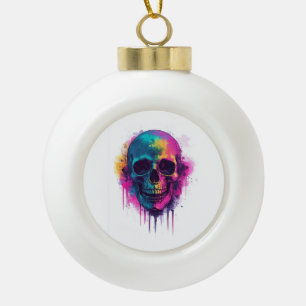 Graffiti Skull Rebel Ceramic Ball Christmas Ornament