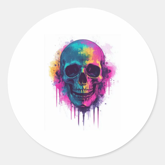 Graffiti Skull Rebel Classic Round Sticker (Front)