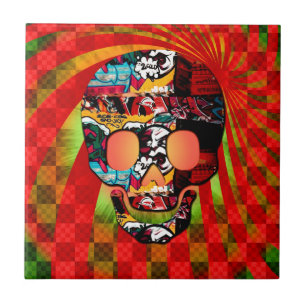 graffiti skull tile