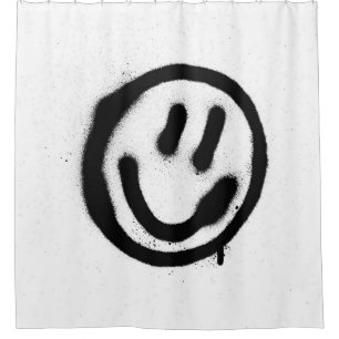 graffiti smiling face emoticon in black on whitesp