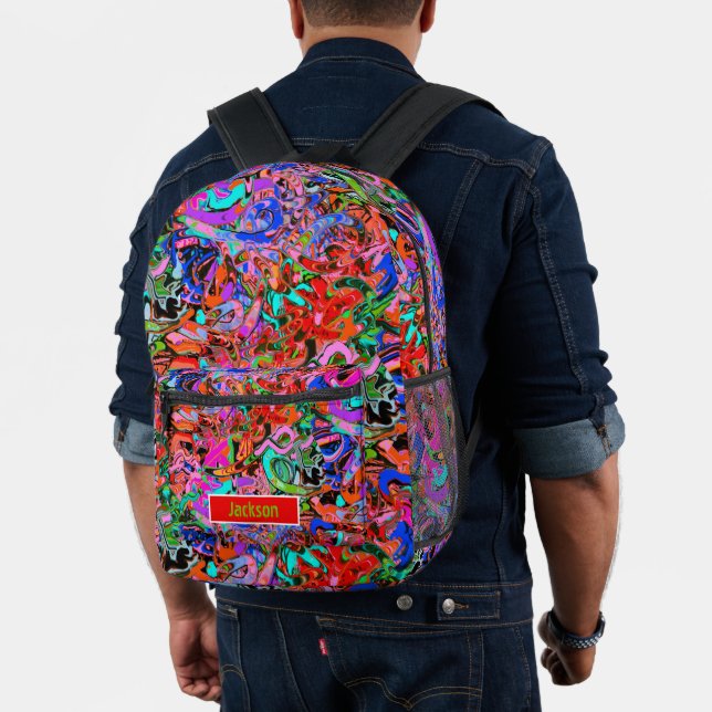 Graffiti spin art printed backpack (Insitu (Model))