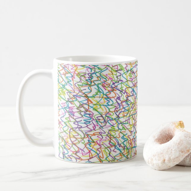 Graffiti Splatter Abstract Pattern Coffee Mug (With Donut)