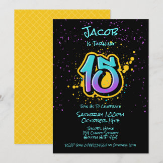 Graffiti Splatter Age Fifteen Invitation