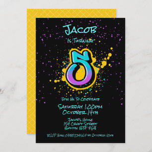 Graffiti Splatter Age Five Invitation
