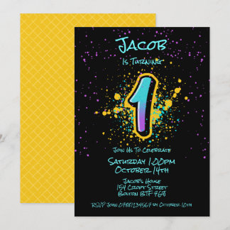 Graffiti Splatter Age One Invitation