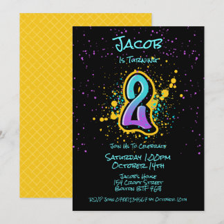 Graffiti Splatter Age Two Invitation