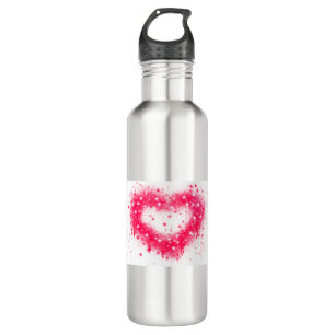 Graffiti spray paint pink sparkling heart design 710 ml water bottle