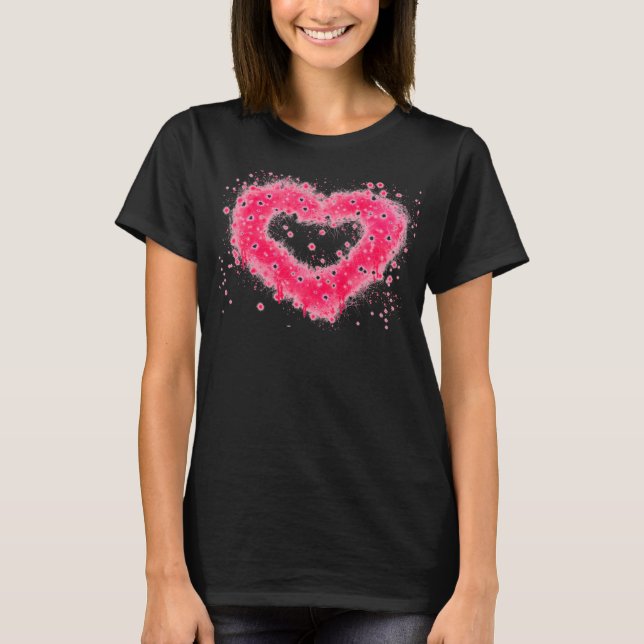 Graffiti spray paint pink sparkling heart design T-Shirt (Front)