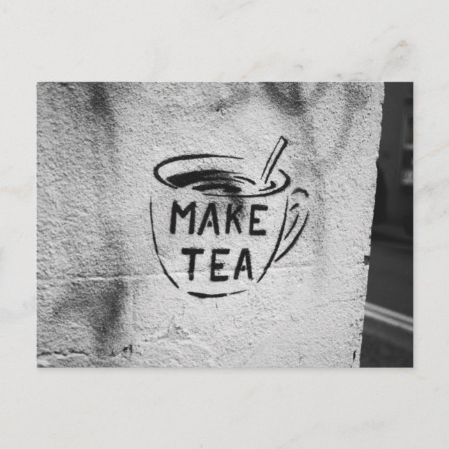 graffiti stencil art "make tea" slogan postcard (Front)