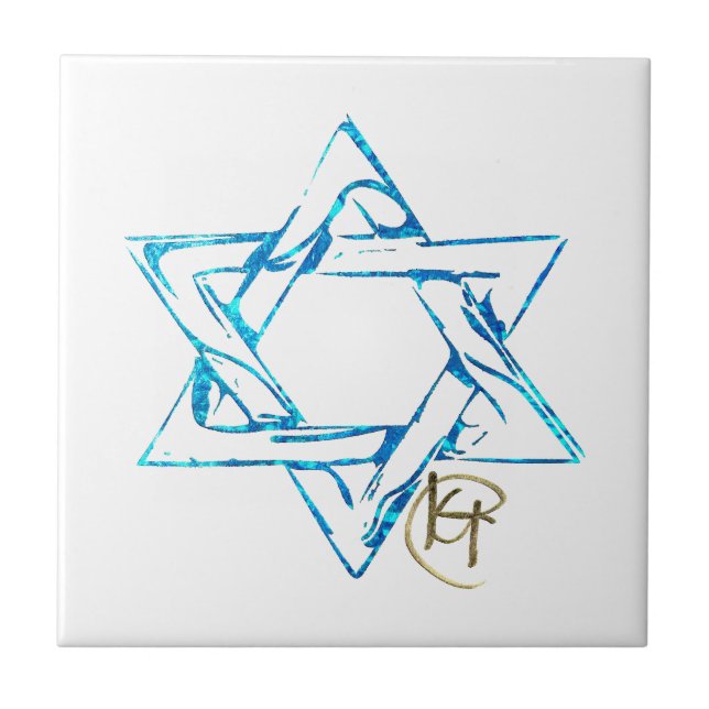 Graffiti Stitched Jewish Star Art Tile (Front)